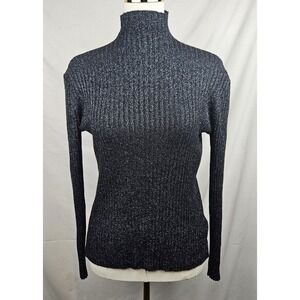 M Made In Italy Womens Blck Sparkly Turtleneck Sz L Witchy‎ Fairygoth Whimsigoth